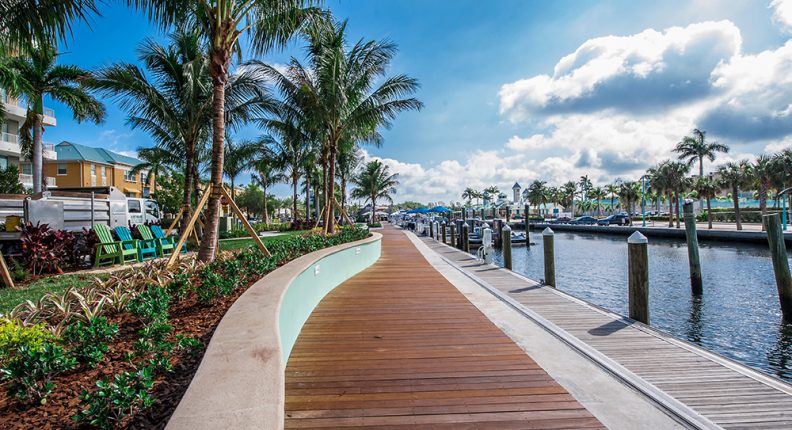 Boardwalk at Boynton Harbor Marina in Boynton Beach Florida